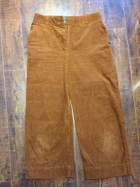 New Look Corduroy Wide-Leg Capri Pants in Rust Brown